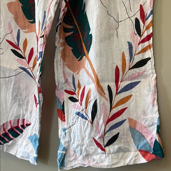 100% Linen Wide Leg Pants, Cynthia Rowley Multicolor - Picture 4 of 10